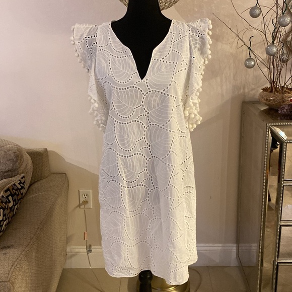Lilly Pulitzer Astara Dress Leaf Eyelet Resort White Small - Picture 7 of 10